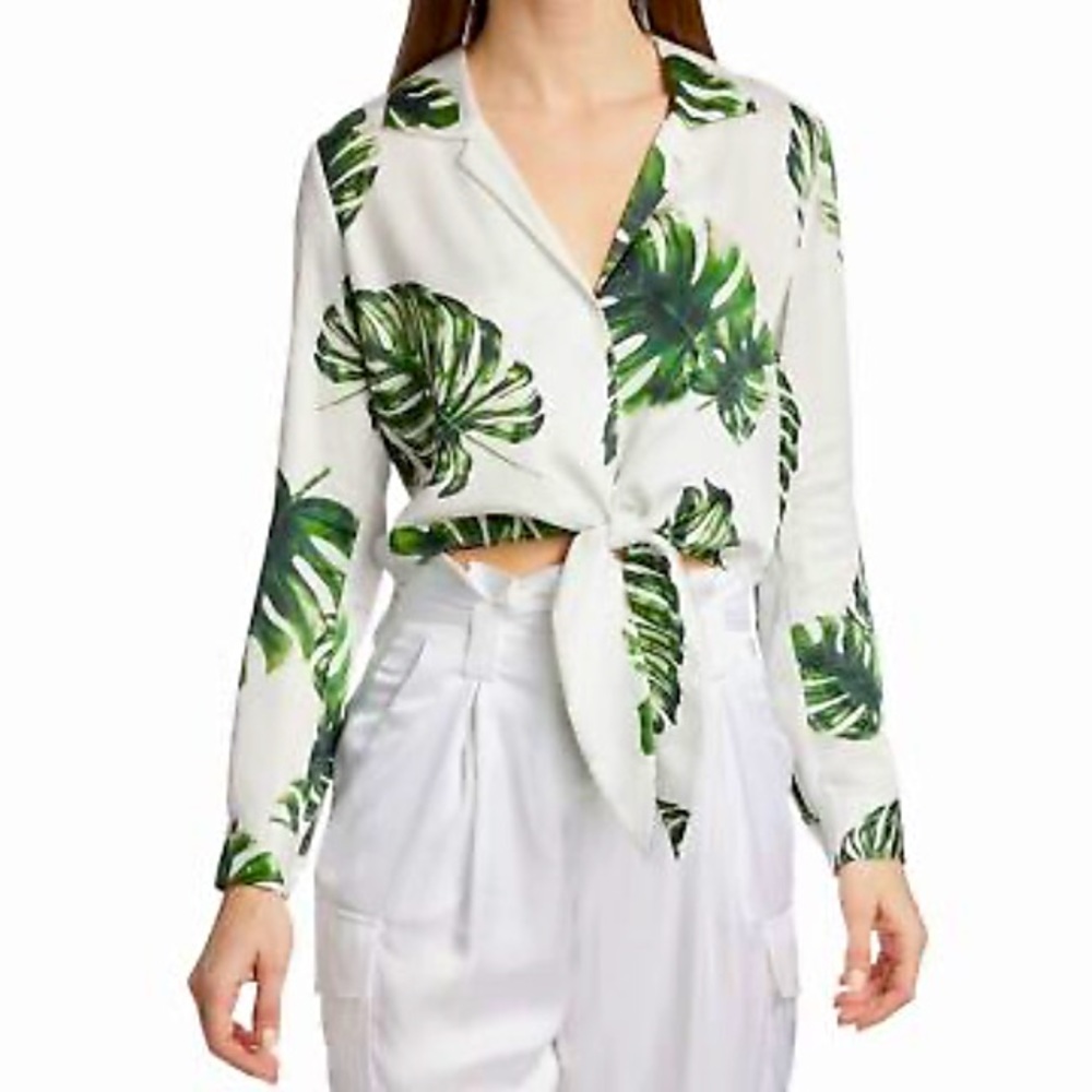 L’agenc Annie palm print blouse- xs